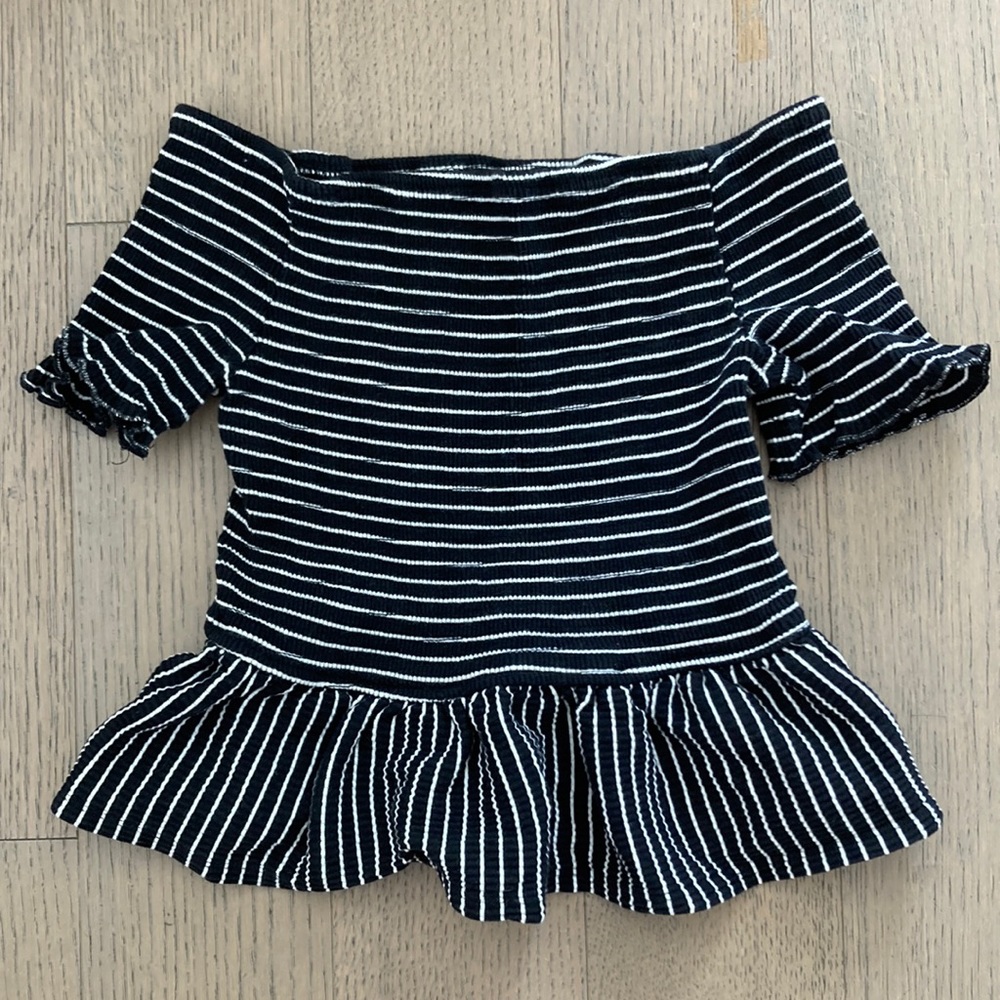 Who Wear What Ribbed Stretchy off Shoulder Peplum Top